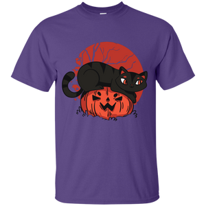 Black Cat on Pumpkin Youth T-Shirt - [evil-amy-s-terror-shop]