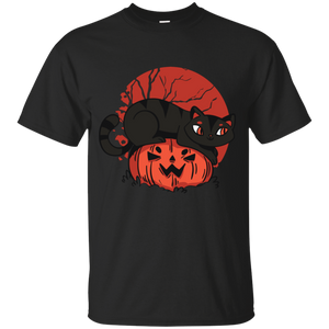 Black Cat on Pumpkin Youth T-Shirt - [evil-amy-s-terror-shop]