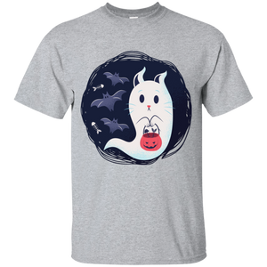 Ghost Kitty w/ Bats Youth T-Shirt - [evil-amy-s-terror-shop]