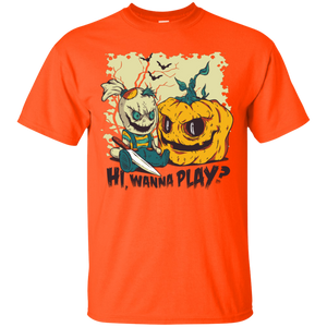 Wanna Play Pumpkin & Doll T-Shirt - [evil-amy-s-terror-shop]