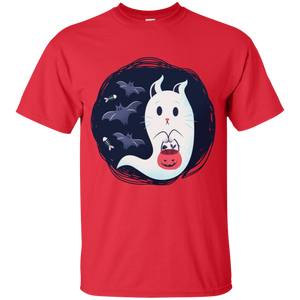 Ghost Kitty w/ Bats Youth T-Shirt - [evil-amy-s-terror-shop]