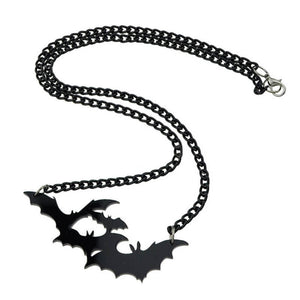 Gothic Style Black Chain Bat Necklaces Pendant